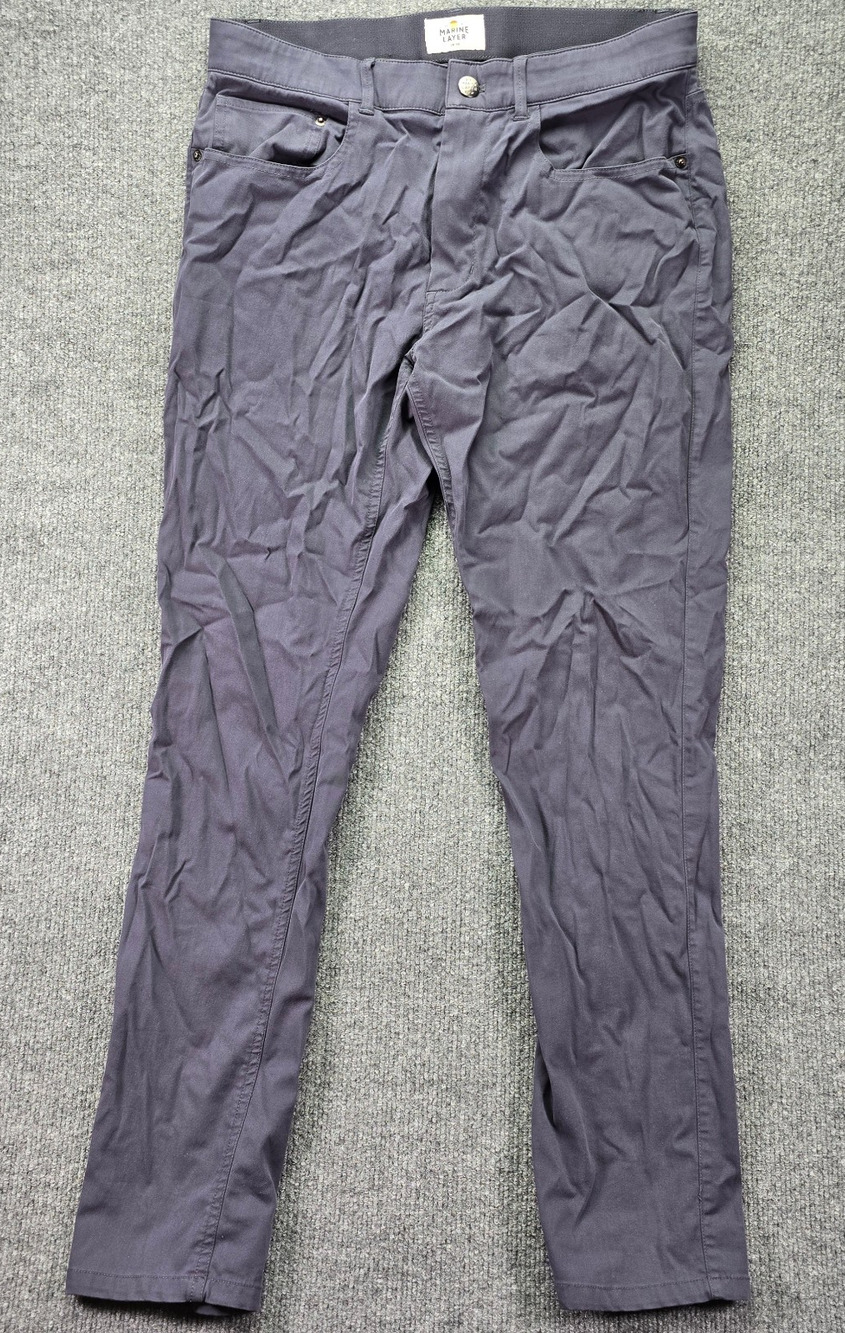 Marine Layer Pants Mens 30x30 Gray Blue Slim Straight 5 Pocket Casual Stretch